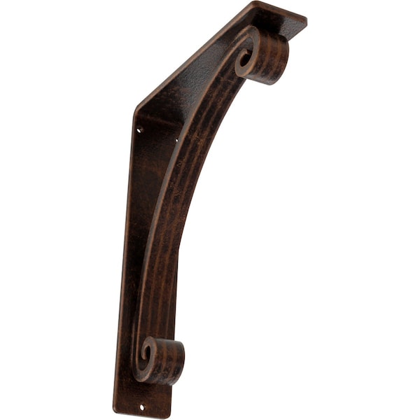 Ekena Millwork Legacy Wrought Iron Bracket, (Triple center brace), Antiqued Copper 2"W x 7 1/2"D x 10"H BKTM02X07X10TLEACO - main